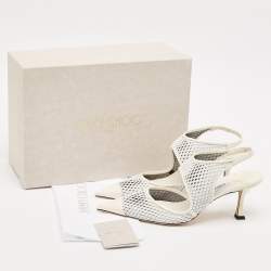 Jimmy Choo Cream/White Leather and Mesh Sally 70 Pumps Size 40