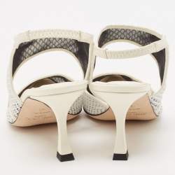 Jimmy Choo Cream/White Leather and Mesh Sally 70 Pumps Size 40
