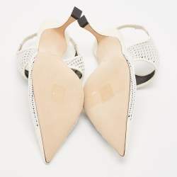 Jimmy Choo Cream/White Leather and Mesh Sally 70 Pumps Size 40