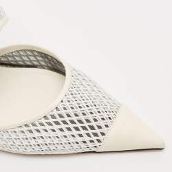 Jimmy Choo Cream/White Leather and Mesh Sally 70 Pumps Size 40