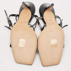 Pre Owned Jimmy Choo Black Leather Ankle Strap Sandals Size 39