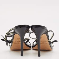 Pre Owned Jimmy Choo Black Leather Ankle Strap Sandals Size 39