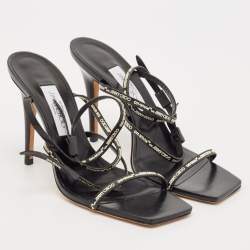 Pre Owned Jimmy Choo Black Leather Ankle Strap Sandals Size 39