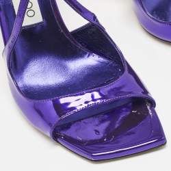 Jimmy Choo Purple Leather Lance  Ankle Strap Sandals Size 37.5