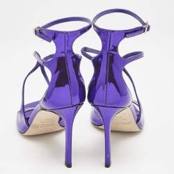 Jimmy Choo Purple Leather Lance  Ankle Strap Sandals Size 37.5