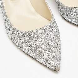 Jimmy Choo Silver Glitter Aza Pumps Size 40