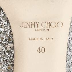 Jimmy Choo Silver Glitter Aza Pumps Size 40