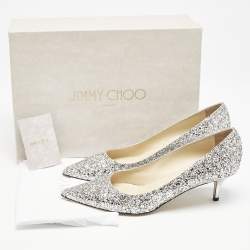 Jimmy Choo Silver Glitter Aza Pumps Size 40