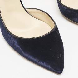 Jimmy Choo Navy Blue Velvet Lucy Ankle Strap Pumps Size 41