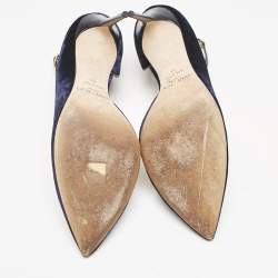 Jimmy Choo Navy Blue Velvet Lucy Ankle Strap Pumps Size 41