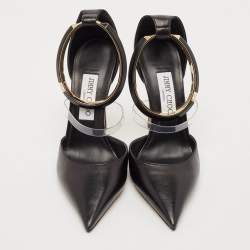 Jimmy Choo Black Leather and PVC Dreece Pumps Size 39