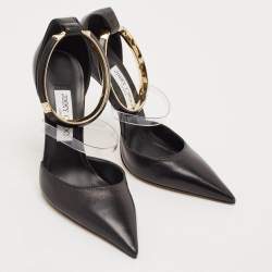 Jimmy Choo Black Leather and PVC Dreece Pumps Size 39
