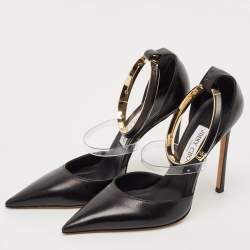 Jimmy Choo Black Leather and PVC Dreece Pumps Size 39