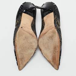  Jimmy Choo Black Leather and Velvet  Abel Kid Pointed Toe Pumps Size 36.5 