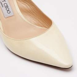 Jimmy Choo Cream Patent Leather Erin Slingback Pumps Size 39.5