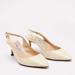 Jimmy Choo Cream Patent Leather Erin Slingback Pumps Size 39.5