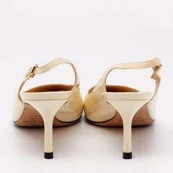 Jimmy Choo Cream Patent Leather Erin Slingback Pumps Size 39.5