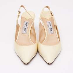Jimmy Choo Cream Patent Leather Erin Slingback Pumps Size 39.5