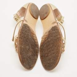 Jimmy Choo Gold Embossed Patent Leather Wyatt Flat Sandals Size 41