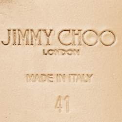 Jimmy Choo Gold Embossed Patent Leather Wyatt Flat Sandals Size 41