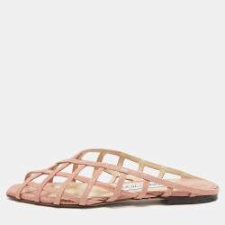 Jimmy Choo Pink Leather Sai Flat Sandals Size 36