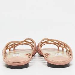 Jimmy Choo Pink Leather Sai Flat Sandals Size 36
