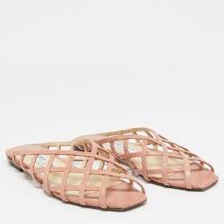 Jimmy Choo Pink Leather Sai Flat Sandals Size 36