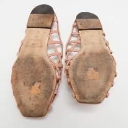 Jimmy Choo Pink Leather Sai Flat Sandals Size 36
