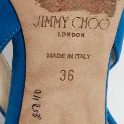 Jimmy Choo Blue Suede Gemma Slingback Pumps Size 36