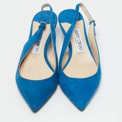 Jimmy Choo Blue Suede Gemma Slingback Pumps Size 36