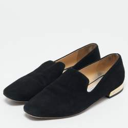 Jimmy Choo Black Suede Slip On Loafers Size 37
