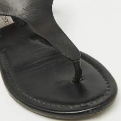Jimmy Choo Black Leather Studded T-Strap Flat Sandals Size 37