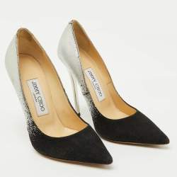 Jimmy Choo Black/Silver Suede and Leather Anouk Pumps Size 35.5