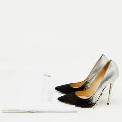 Jimmy Choo Black/Silver Suede and Leather Anouk Pumps Size 35.5