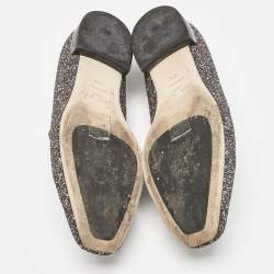 Jimmy Choo Black Glitter Jaida Smoking Slippers Size 38.5