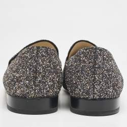 Jimmy Choo Black Glitter Jaida Smoking Slippers Size 38.5