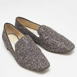Jimmy Choo Black Glitter Jaida Smoking Slippers Size 38.5