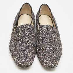 Jimmy Choo Black Glitter Jaida Smoking Slippers Size 38.5