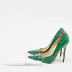 Jimmy Choo Green Python Leather Anouk Pumps Size 39