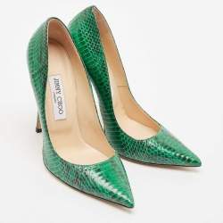 Jimmy Choo Green Python Leather Anouk Pumps Size 39