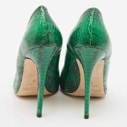 Jimmy Choo Green Python Leather Anouk Pumps Size 39
