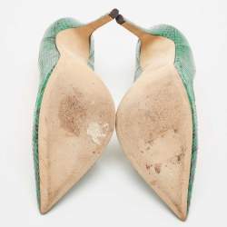 Jimmy Choo Green Python Leather Anouk Pumps Size 39