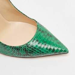 Jimmy Choo Green Python Leather Anouk Pumps Size 39