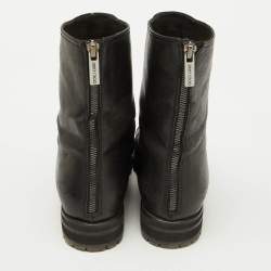 Jimmy Choo Black Leather Hatcher Combat Boots Size 37.5