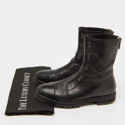 Jimmy Choo Black Leather Hatcher Combat Boots Size 37.5