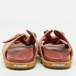 Jimmy Choo Pink Suede Bow Flat Slides Size 38