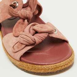 Jimmy Choo Pink Suede Bow Flat Slides Size 38