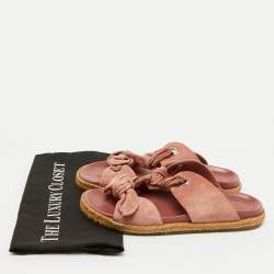 Jimmy Choo Pink Suede Bow Flat Slides Size 38