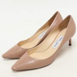 Pre Owned Jimmy Choo Beige Leather Romy Pumps Size 38.5