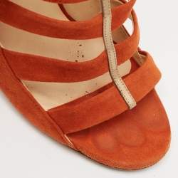 Jimmy Choo Orange Suede Gladiator Sandals Size 37.5